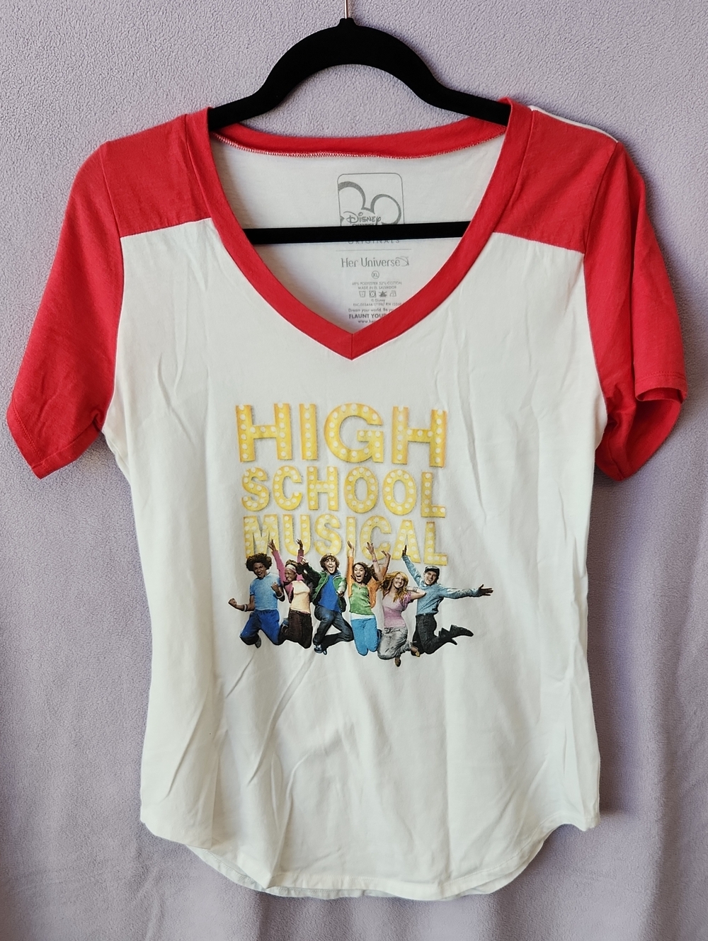 🌸3/$30🌸 Disney High School Musical Red & White Raglan V-Neck Tee Her Universe